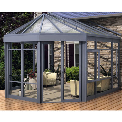 Buitenglas zonnekamer gelaagd gehard glas gebogen dak zonnekamer aluminium frame hellend dak aluminium en glas kas