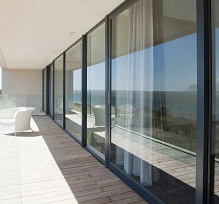 Hurricaneproof Slim glazen raam geluidsdicht aluminium profielen glazen schuifdeur