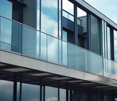 Vloergeplaatste U-kanaal glazen balustrade met 12-21.52mm gehard gelaagd glas